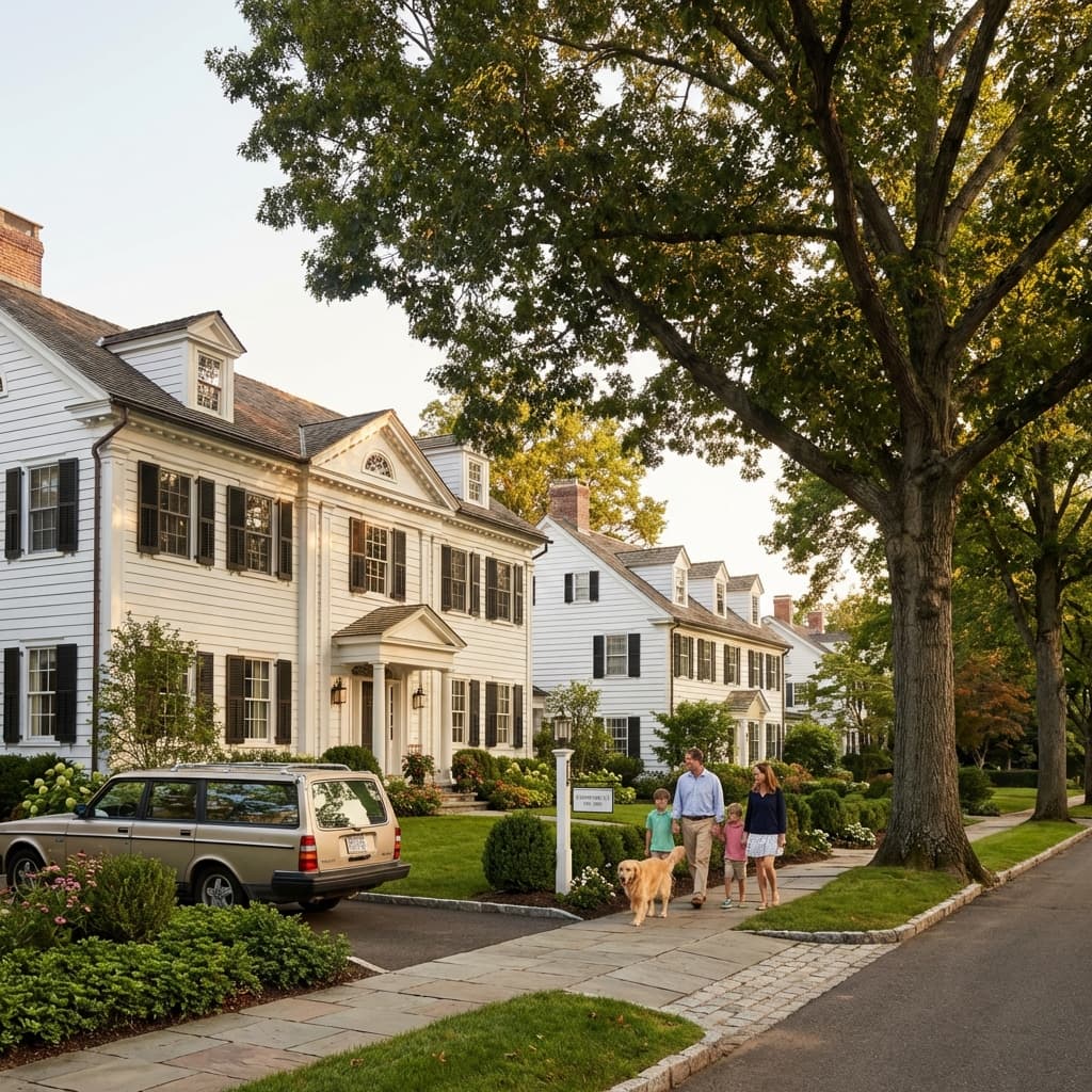 Vida suburbana de lujo en Greenwich CT