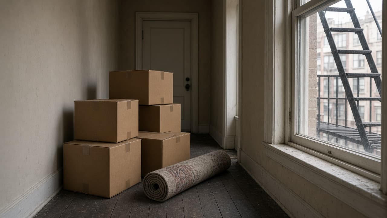 Boxes packed for a long-distance move from the city