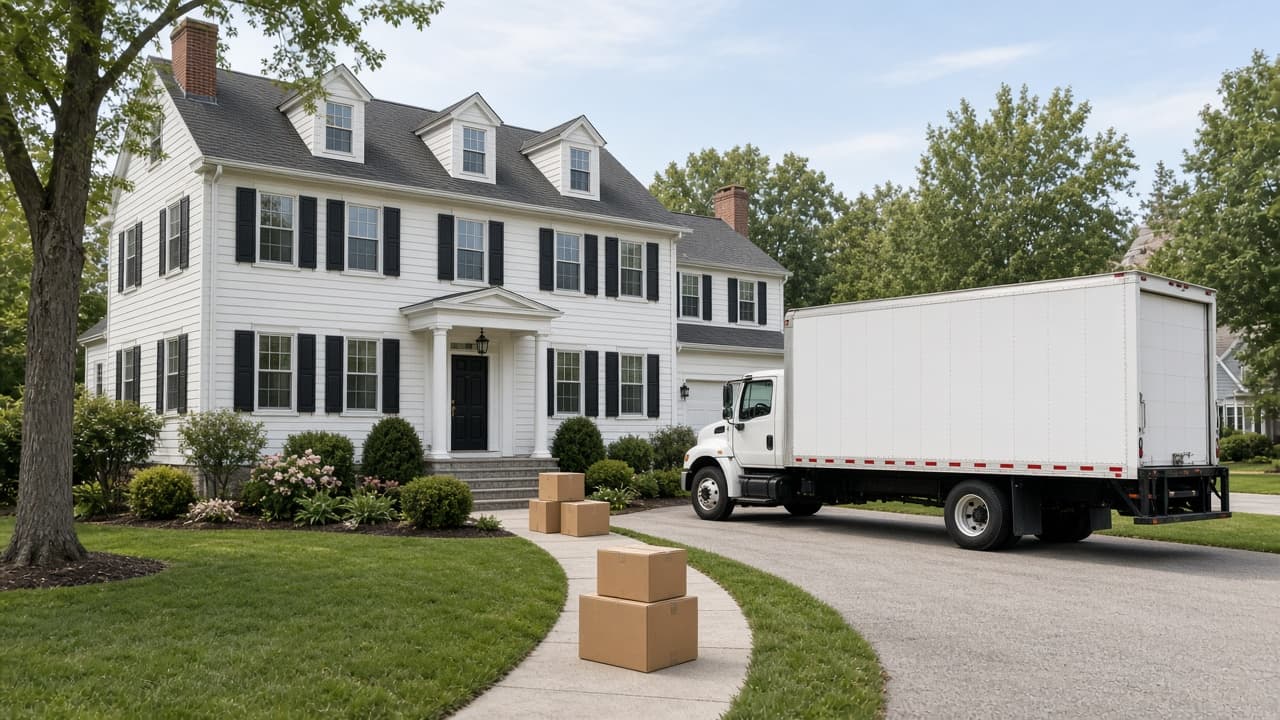 Moving truck at a Connecticut house
