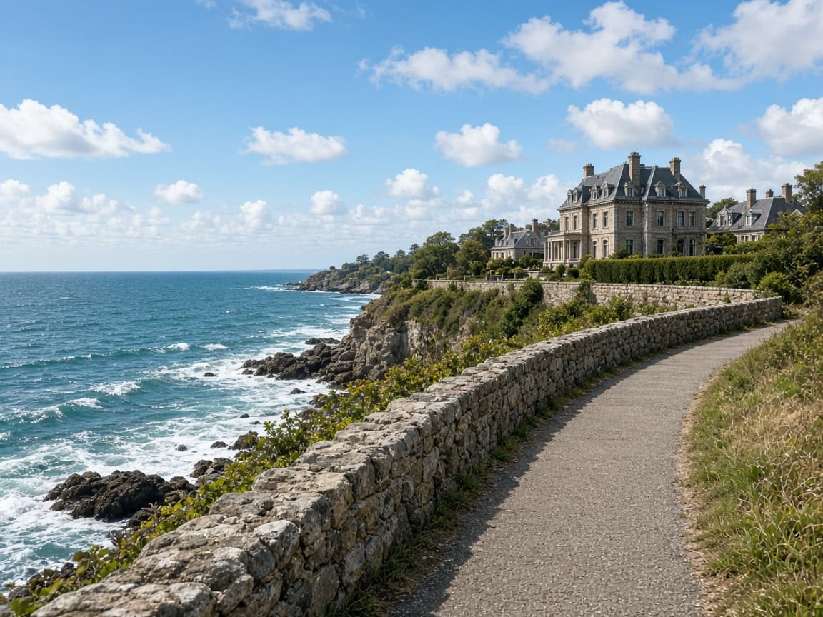 Cliff Walk en Newport, Rhode Island, junto al Atlántico